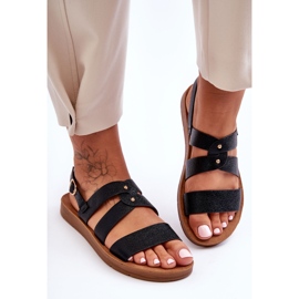 PG1 Schwarze Catalia glänzende Damensandalen 2