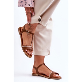 Braune Penna-Sandalen mit Zirkonia für Damen 1