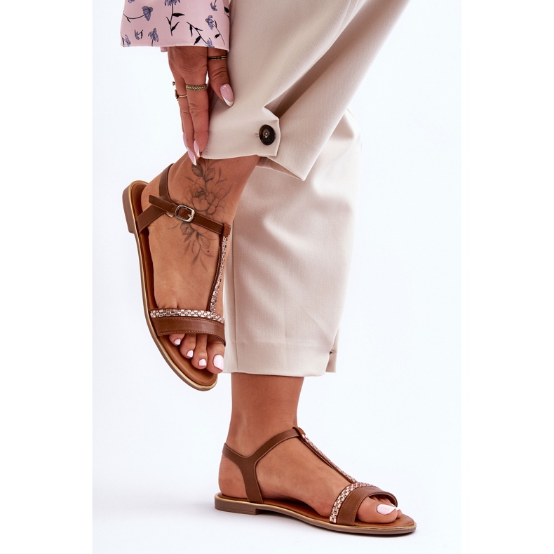 Braune Penna-Sandalen mit Zirkonia für Damen 1