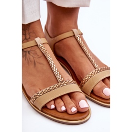 Damensandalen mit Zirkonen Beige Penna 2