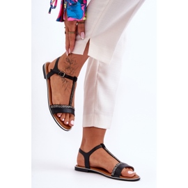 Schwarze Penna Damen-Sandalen mit Zirkonia 1