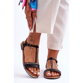 Schwarze Penna Damen-Sandalen mit Zirkonia 2