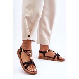 PG1 Damen-Sandalen mit verziertem Glitzer, Schwarz Midol 2