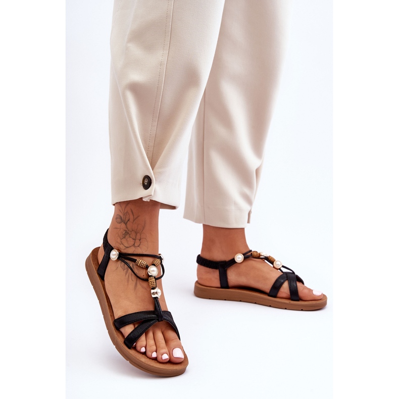 PG1 Damen-Sandalen mit verziertem Glitzer, Schwarz Midol 2