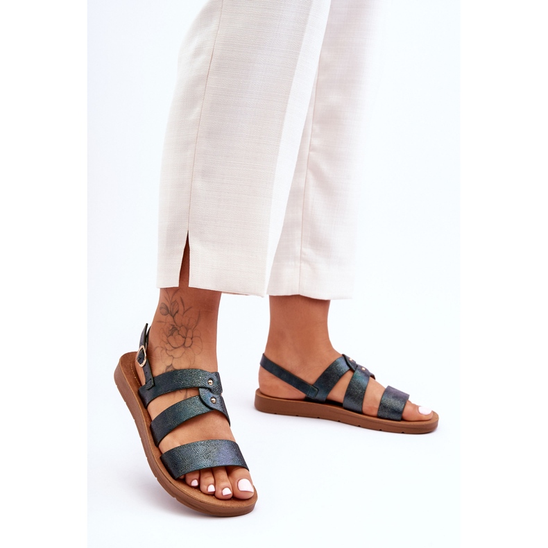 PG1 Glänzende Damensandalen Dunkelgrün Catalia 1