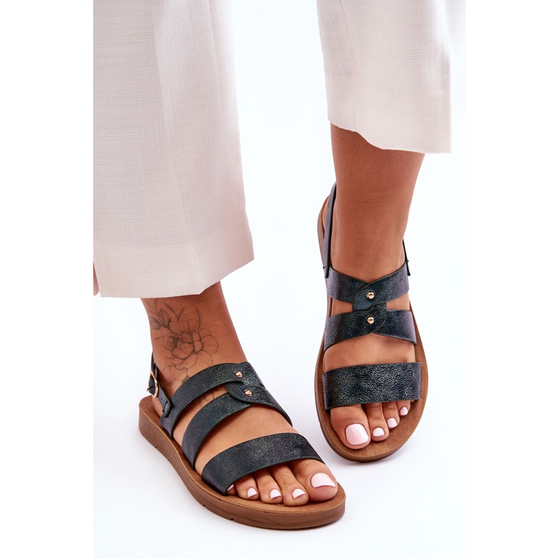 PG1 Glänzende Damensandalen Dunkelgrün Catalia 2