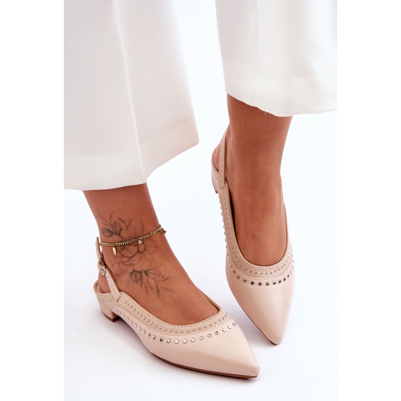 PG1 Ballerinas aus Leder mit Nieten Beige Laroshe 1