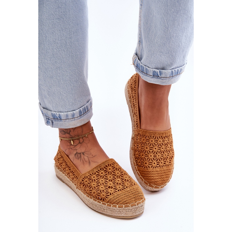 PG1 Durchbrochene Espadrilles für Damen von Camel One Lover braun 1