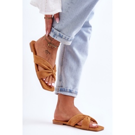 Camel Vanilla Sky Velours-Hausschuhe für Damen braun 2