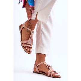 Flache Wildledersandalen mit Quasten Hellrosa Viva 2