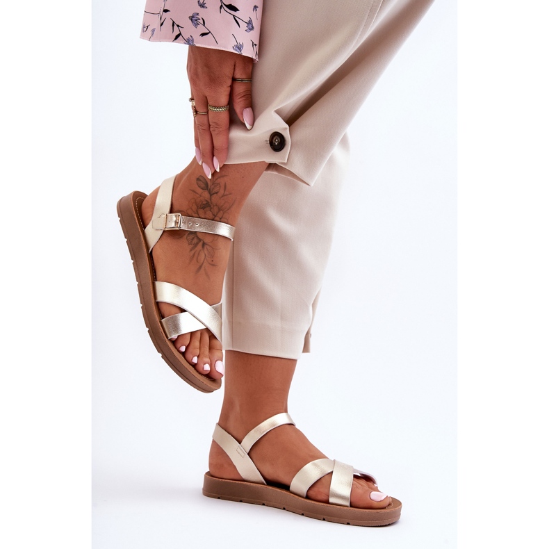 Klassische Damen-Ledersandalen Gold Talisma golden 1