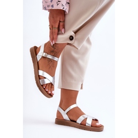 Klassische Damen-Ledersandalen Silber Talisma 1