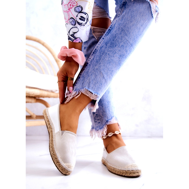 Klassische Espadrilles für Damen Big Star JJ274951 Weiß und Grau 2