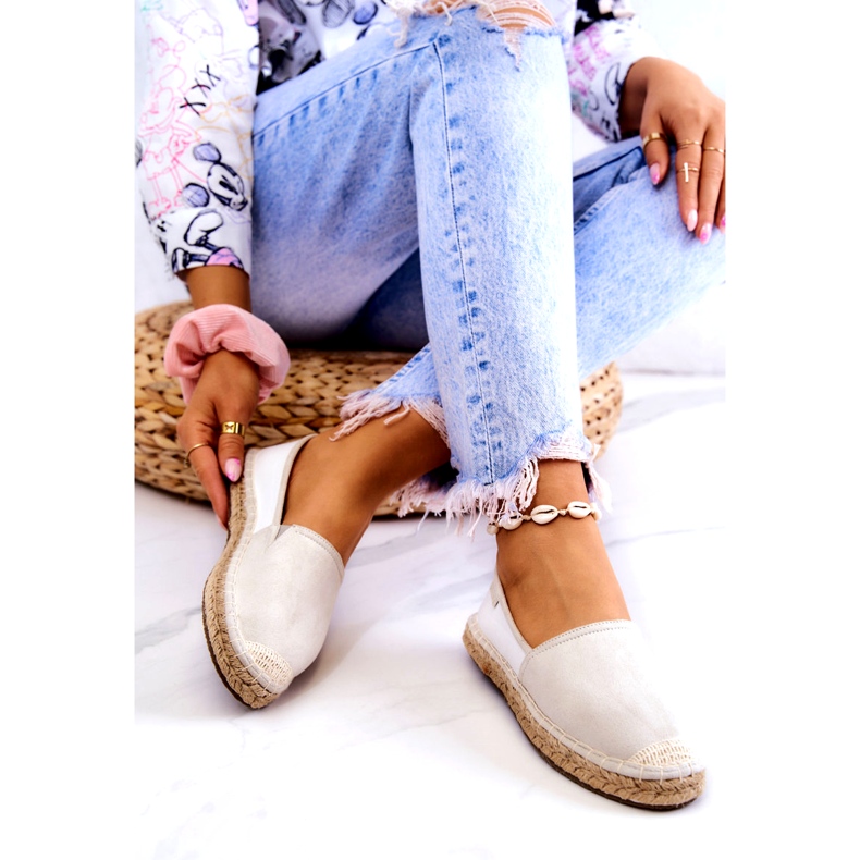 Klassische Espadrilles für Damen Big Star JJ274951 Weiß und Grau 4