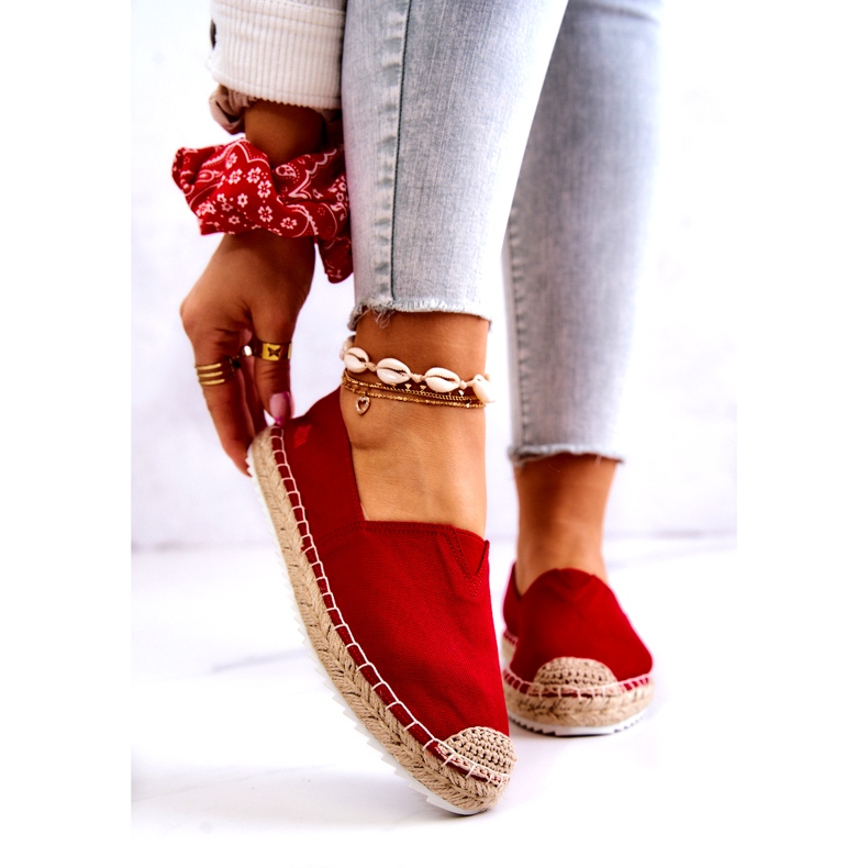 Rote Espadrilles auf einer geflochtenen Sohle Big Star HH274494 1