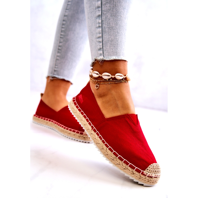 Rote Espadrilles auf einer geflochtenen Sohle Big Star HH274494 2