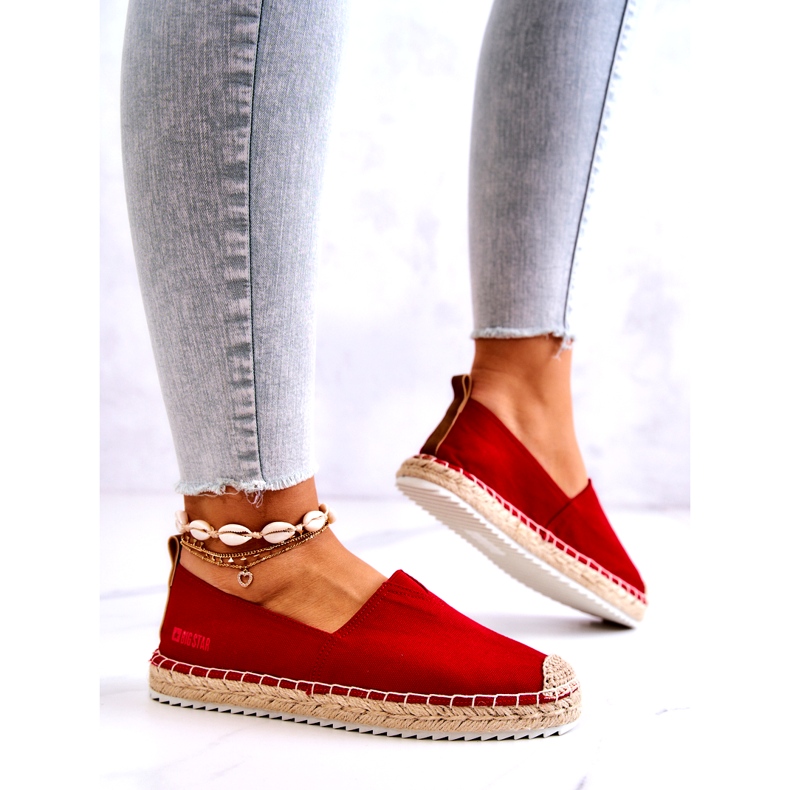Rote Espadrilles auf einer geflochtenen Sohle Big Star HH274494 4