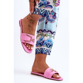 Klassische Damenhausschuhe mit beeindruckender rosa Verzierung 1