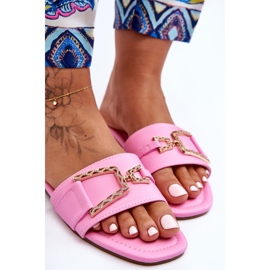 Klassische Damenhausschuhe mit beeindruckender rosa Verzierung 2