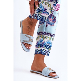 Beeindruckende, verzierte Hausschuhe in klassischem Blau für Damen 2