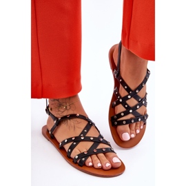 Damensandalen mit Ornamenten Schwarz Alemona 2