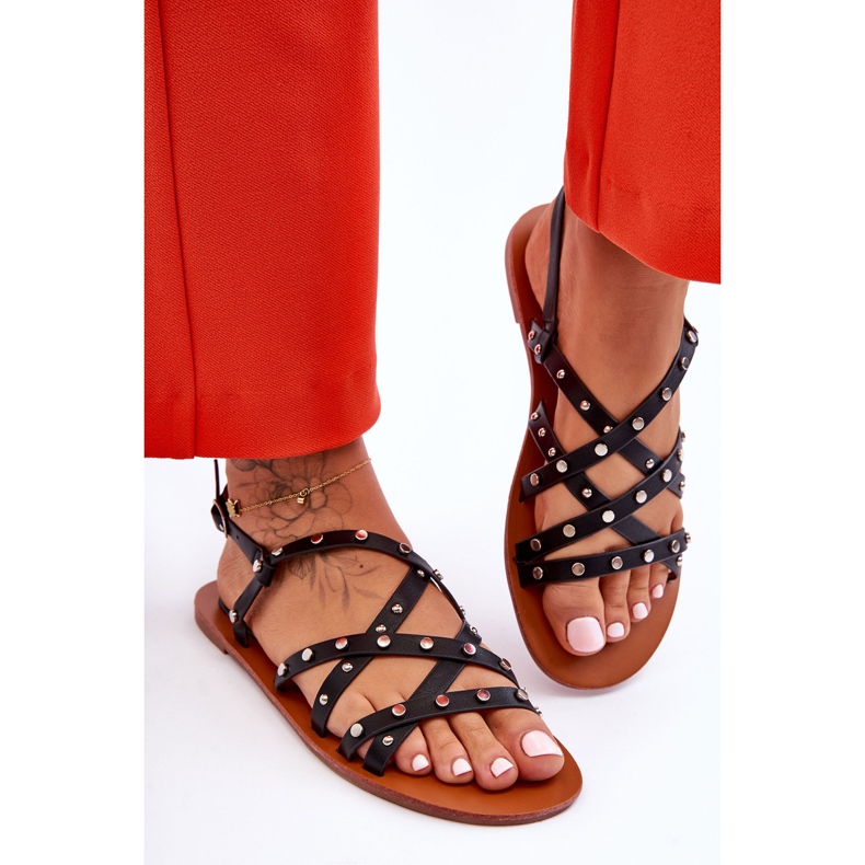 Damensandalen mit Ornamenten Schwarz Alemona 2