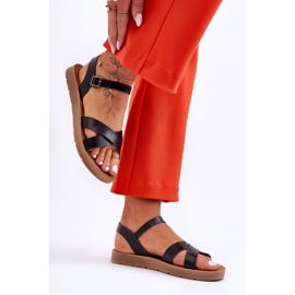 Klassische schwarze Talisma Damen-Ledersandalen 1