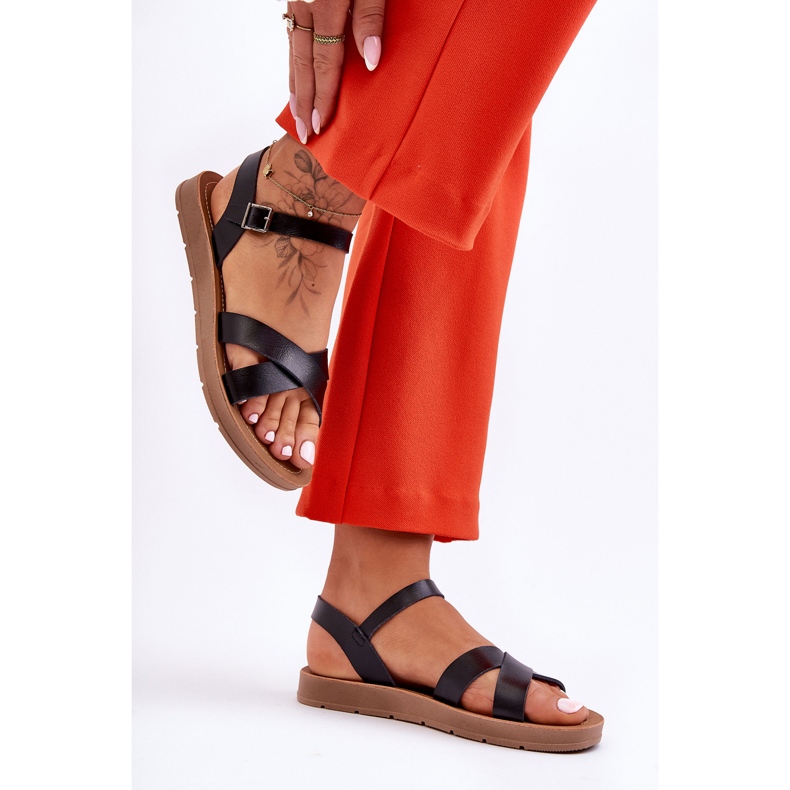 Klassische schwarze Talisma Damen-Ledersandalen 1