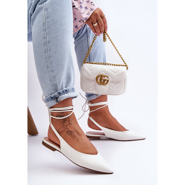 PG1 Damen-Ballerinas zum Schnüren Weiß Lilly Ann 1