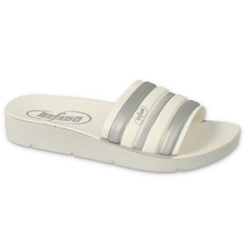 Befado Kinderhausschuhe 067Y001 beige mit Streifen weiß 3