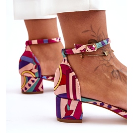 STEPHAN Gemusterte Satin-High-Heels-Sandalen in Rot-Mix inspirieren mich! mehrfarbig 3