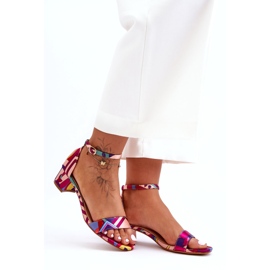 STEPHAN Gemusterte Satin-High-Heels-Sandalen in Rot-Mix inspirieren mich! mehrfarbig 4