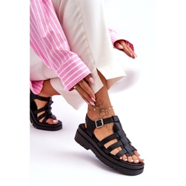 STEPHAN Flache Ledersandalen mit Riemen in Schwarz von Diosa 2