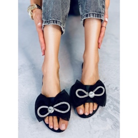 Seastar Monique Schwarze Hausschuhe mit Schleife 2