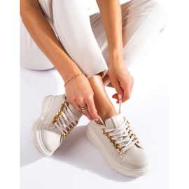Beige Damensneaker mit Shelovet-Kette 1