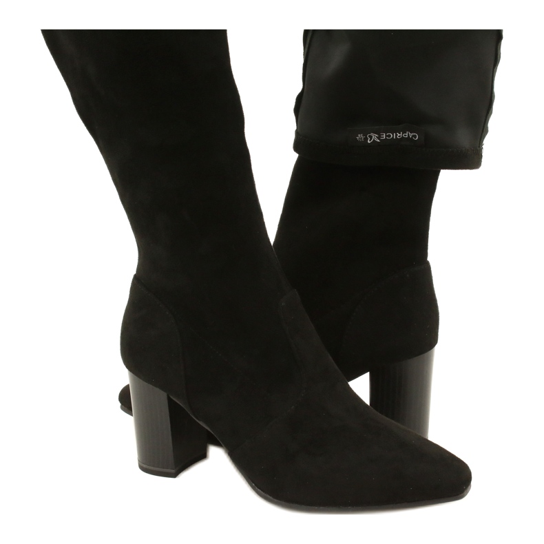 Schwarze Stretchstiefel für Damen Caprice 9-25520-41 044 schwarze kniehohe Stiefel 5