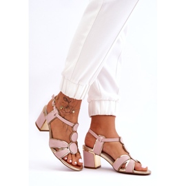 Evento Damen-Sandalen aus Leder mit niedrigem Absatz in Rosa von Riley 4