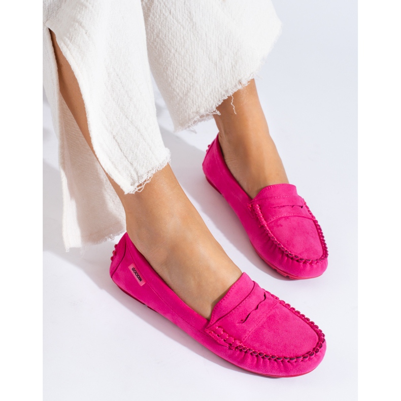 Damen Wildleder Loafer Shelovet elastisch fuchsia rosa 1