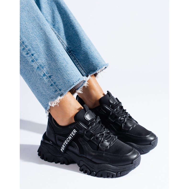 Seastar Schwarze Shelovet Damensneaker mit dicker Sohle 1