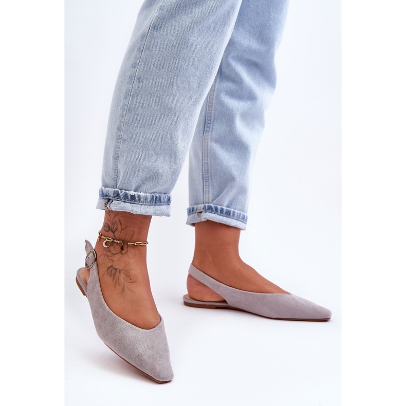 PS1 Kenra Damen-Ballerinas aus grauem Wildleder 1