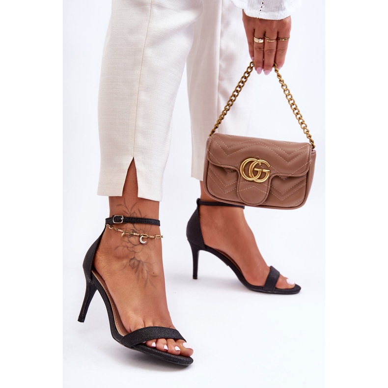 Glänzende schwarze Gedna-Sandalen mit hohem Absatz 2