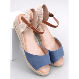 Eakes Blaue Espadrille-Sandalen mit Keilabsatz 1