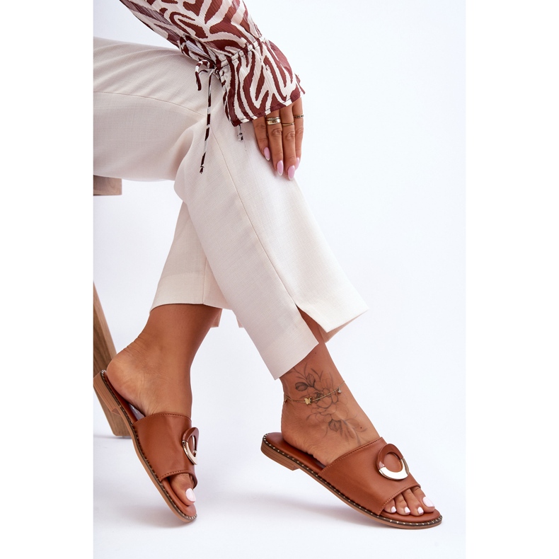 Braune Sherry-Hausschuhe für Damen 1