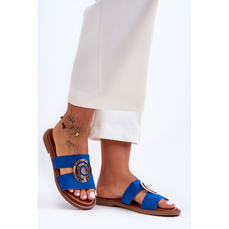 Modische Hausschuhe mit Spiegeldekoration, blauer tiefer Atem 1