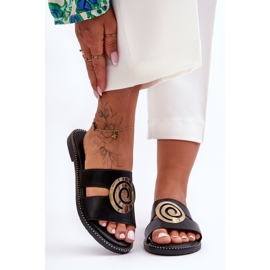 Modische Hausschuhe mit Spiegelverzierung Black Deep Breath schwarz 1