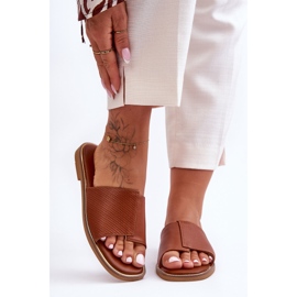 Kamelfarbene Harmony-Lederhausschuhe für Damen braun 2