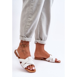 Damen-Hausschuhe aus Stoff, weiß, Aversa 2