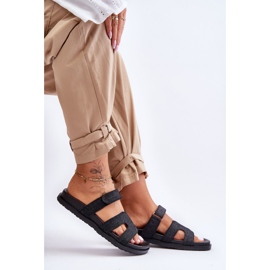 Damen-Hausschuhe mit Klettverschluss aus Stoff, Schwarz, Jose 1