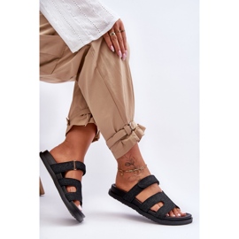 Damen-Hausschuhe mit Klettverschluss aus Stoff, Schwarz, Jose 2