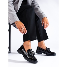 SHELOVET Slipper mit Schleife schwarz 1